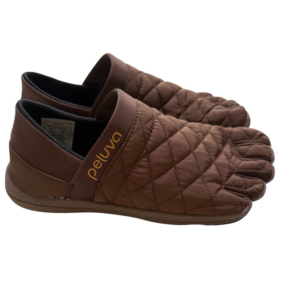 Peluva Zen W Brown Quilted Five Toe Slip On Barefoot Shoes Womens 9 EU 40.5